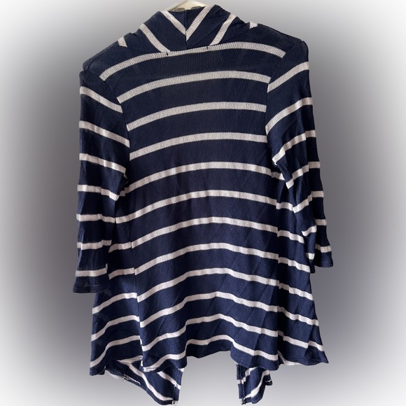 Navy with white stripes cardigan size small - Picture 2 of 3